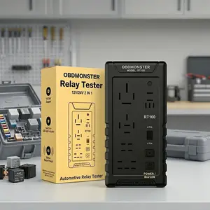 OBDMONSTER RT100 Automotive Relay Tester 12V/24V — Auto-Detect, 5-Slot 4&5 Pin Car Relay Checker, Wireless Portable Diagnostic Tool for Cars, Trucks & SUVs, Gift for Men