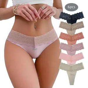6/12/18-Pack Lace Thongs Soft Breathable High Elasticity Floral Lace Design for Beach Vacations Home Sports Sleep  Girlfriend Gift Ideal Birthday Panties Womenswear period underwear for women thong breathable underwear comfortable