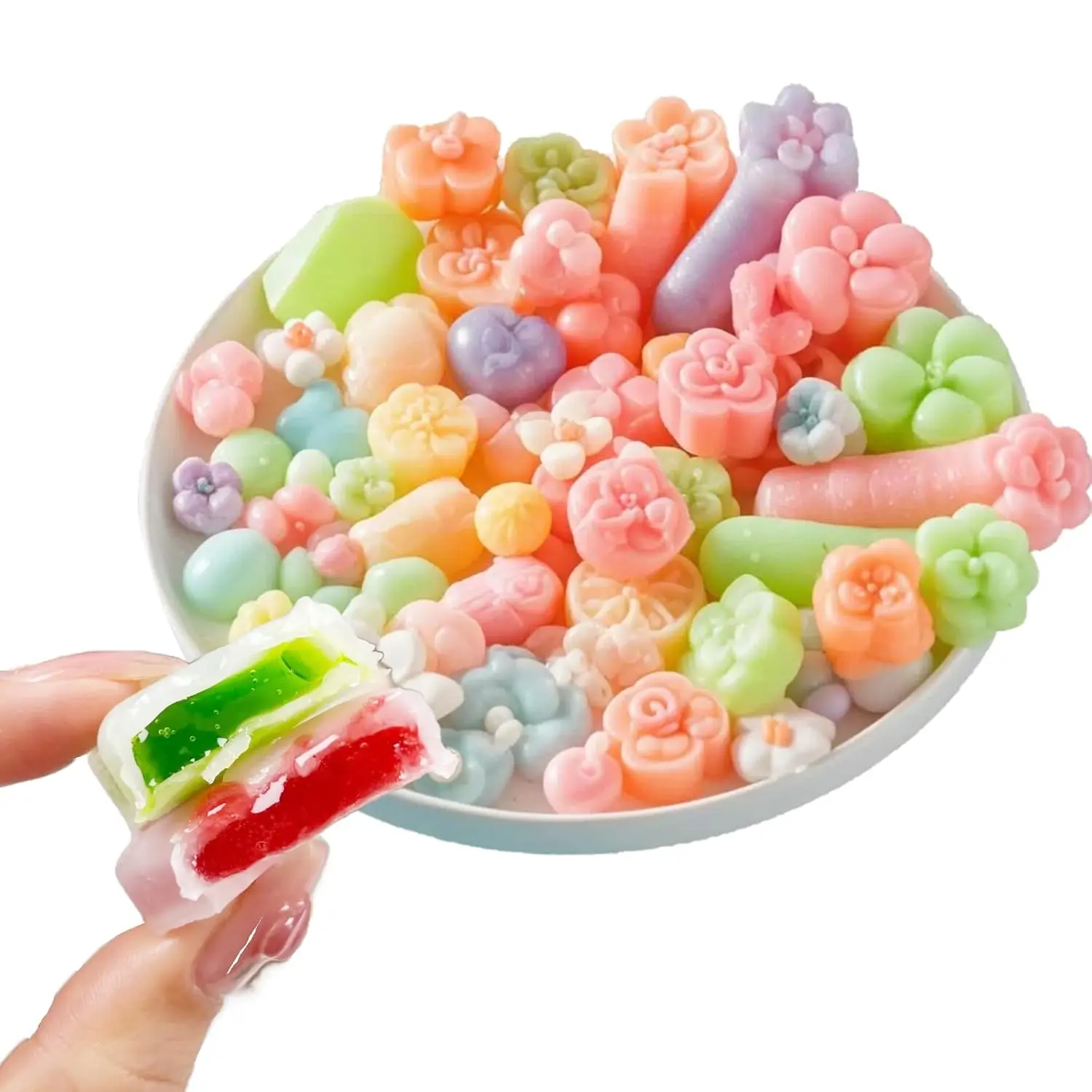 Chewy Wax Candy with Sweet Syrup Center 7.05oz (200g) Mixed Fruit Flavors Fun Assorted Shapes Soft Candy for Parties, Sharing & Snacking