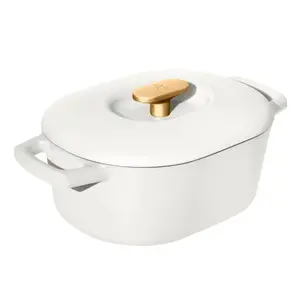 Beautiful 6 Quart Enamel Dutch Oven, White Icing by Drew Barrymore