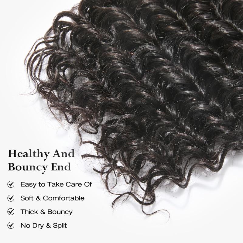 [Ashine] Vacation Hair 10A Brazilian Virgin 100% Human Hair Deep Wave Deep Curly Bundles Sew In Quick Weave Ponytail Closure Extensions One-directional Cuticles-sleek, Tangle-resistant, and Re-wearable 12-30 Inches Afro Kinky Bulk