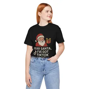 Dear Santa I've Got Tiktok To Sell T-Shirt | Funny Holiday Tee | Minimal TikTok Viral Shirt