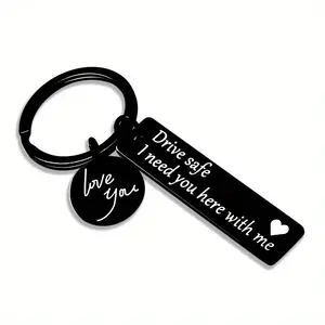 Personalized Couple Keychain Charm - Customizable Name, Name Engraved, Personalized Message Keychain for Driving Safety Reminder (1 Piece), Customizable Name Keychains, Name Engraved Keychains