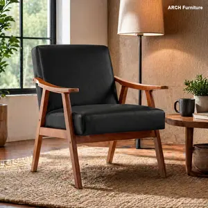 ARCH Mid-Century Modern Chair, Living Room Chair with Solid Wood Frame, Accent Chair Extra-Thick Backrest, Wingback Chair for Bedroom, Reading Room, Living Room, Lounge Chair Indoor   WL RR, Curved Arms, Furniture Living Room, Living Room Furniture
