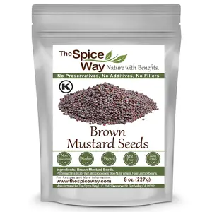 The Spice Way Brown Mustard Seeds - Resealable bag - Non-GMO, MSG-Free, Kosher Seasoning