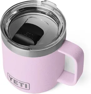 YETI Rambler 10 oz Ceramic Lined Stackable Mug, Vacuum Insulated, Stainless Steel with MagSlider Lid, Cherry Blossom