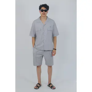 Light Stone Gray 2-piece Men's Short Set