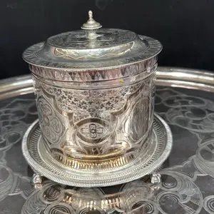 Large Size Hand Engraved Round Biscuit Box