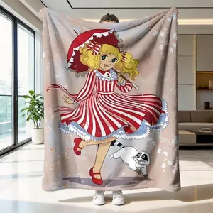 Cartoon Girl and Baby Seal Blanket, High-Weight Flannel Fabric, Soft and Warm, Anti-Wrinkle, Easy Clean, Perfect Gift for Cartoon Lovers, Decorative Giftable Blankets, Machine Washable Blanket