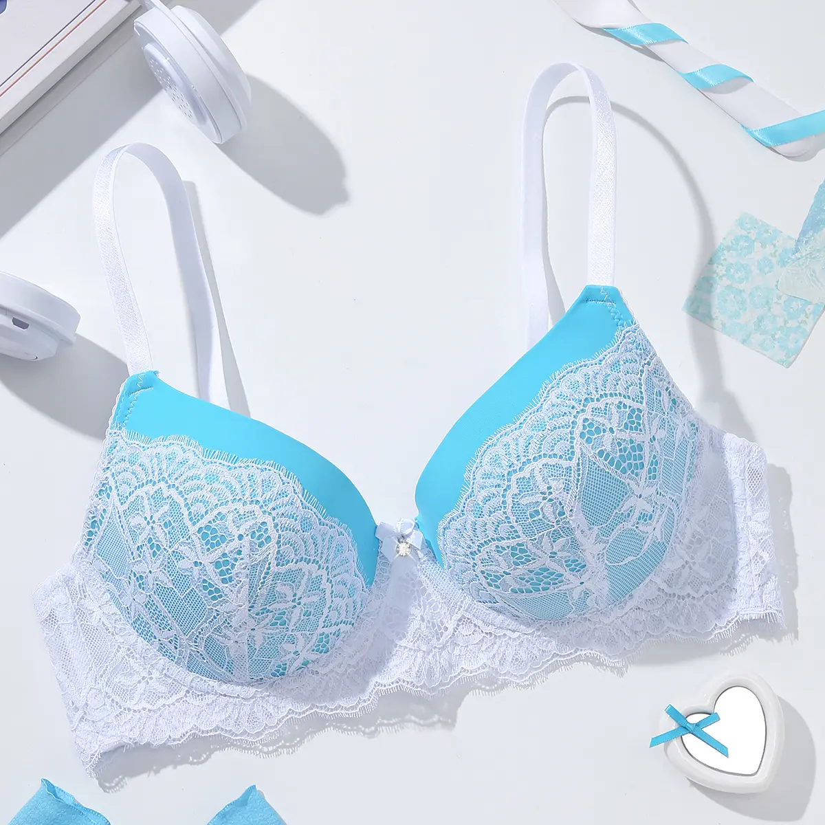 【Live】Mimilemon Elegant lace Push up bra 32B-38D with Non-Removable Padded Cups Underwire for Support Breathable Fabric All-Day comfortable Elegance Basic Minimalist Womenswear Classy Fit Style Everyday Sexy Back SummerWins