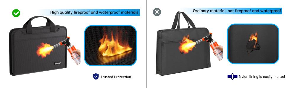 Accordion File Organizer, Fireproof Expanding File Folder with 13 Pockets Document Organizer with Handle & Labels, Portable Home Travel Safe Storage for Letter A4 Files and More, Black