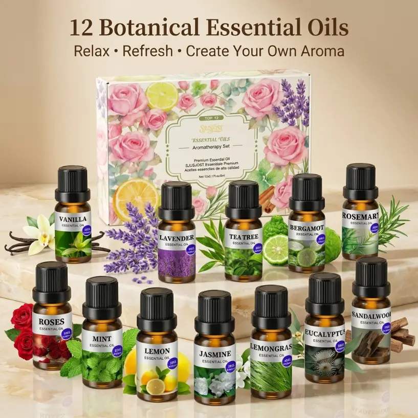 12pcs Essential Oils Set, Essential Oil Kit for Diffuser, Humidifier, Candle Making - Best Valentine's Day Gift for Women, Lover, Friends, Family, Girl