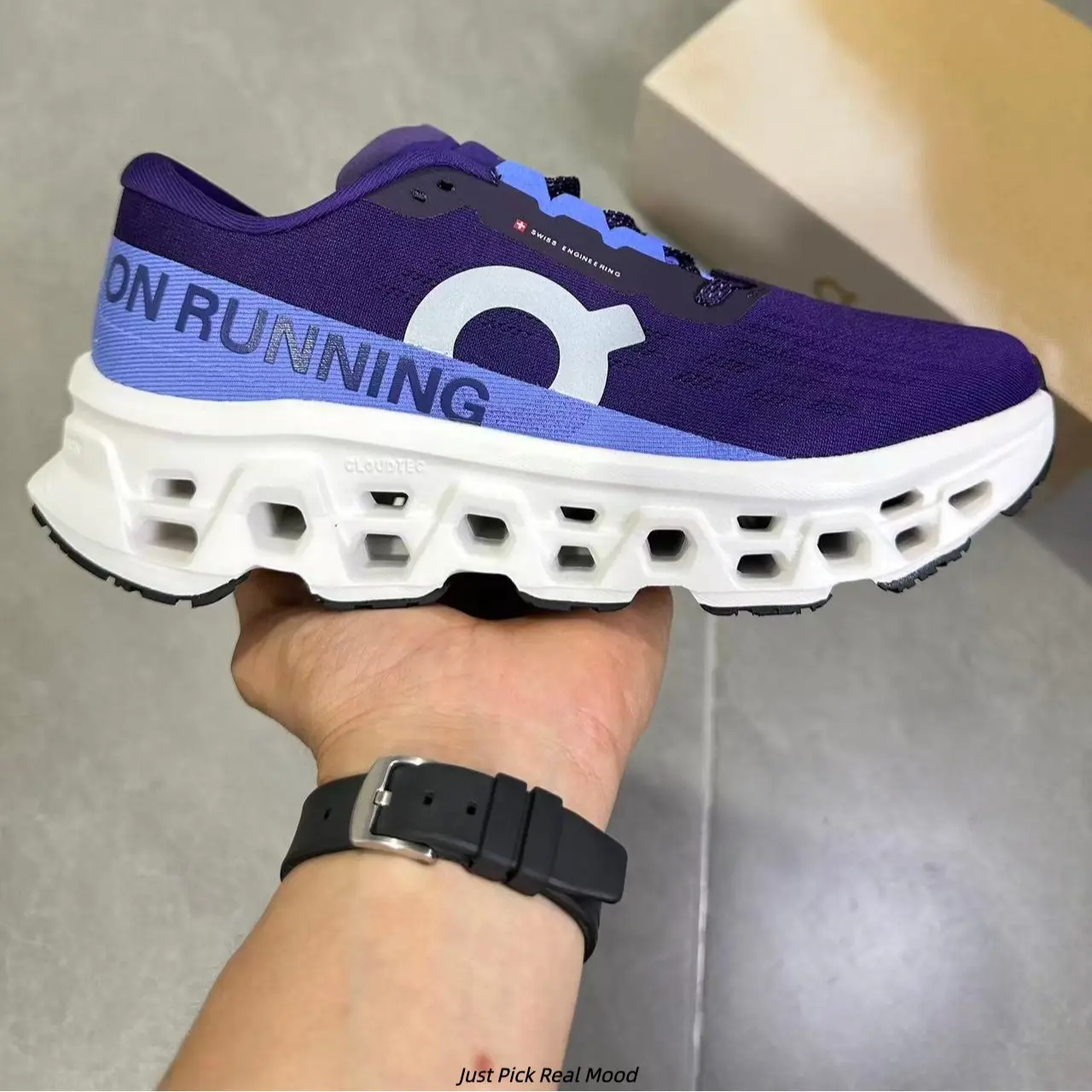 Purple Blue Gradient Block Hollow Cushion Mesh Jogging Shoes Unisex Bright Summer All-Season Sport Footwear