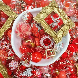 Red Mixed 16mm Acrylic/Resin/Glaze/Heavy-Crafted Mix Beads For Pen Key/Bag Charm Car Hanger for DIY Craft Projects and Jewelry Making