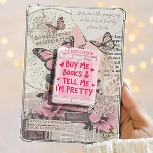 Pink Guest Check Buy Me Book And Tell Me I'm Pretty Kindle Grip Books Bookish Magnetic Kindle Grip Book Lover Kindle Accessories Phone Holder PopSocket Phone Grip Magnetic Pop Socket Phone Grip