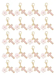 20pcs Cross Necklace Plum Blossom Pendant Keychain, Bag Keychain Decorative Accessory, Daily Backpack Charm, Shoe Ornament, Women's Fashion Jewelry