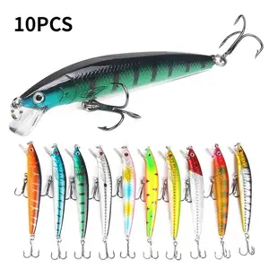 10PCS Crankbait Minnow Fishing Lure Floating Hard Bait 10cm/3.93in 9g/0.31oz Artificial Bait Wobblers Swimming Carp Perch Fishing Tackle