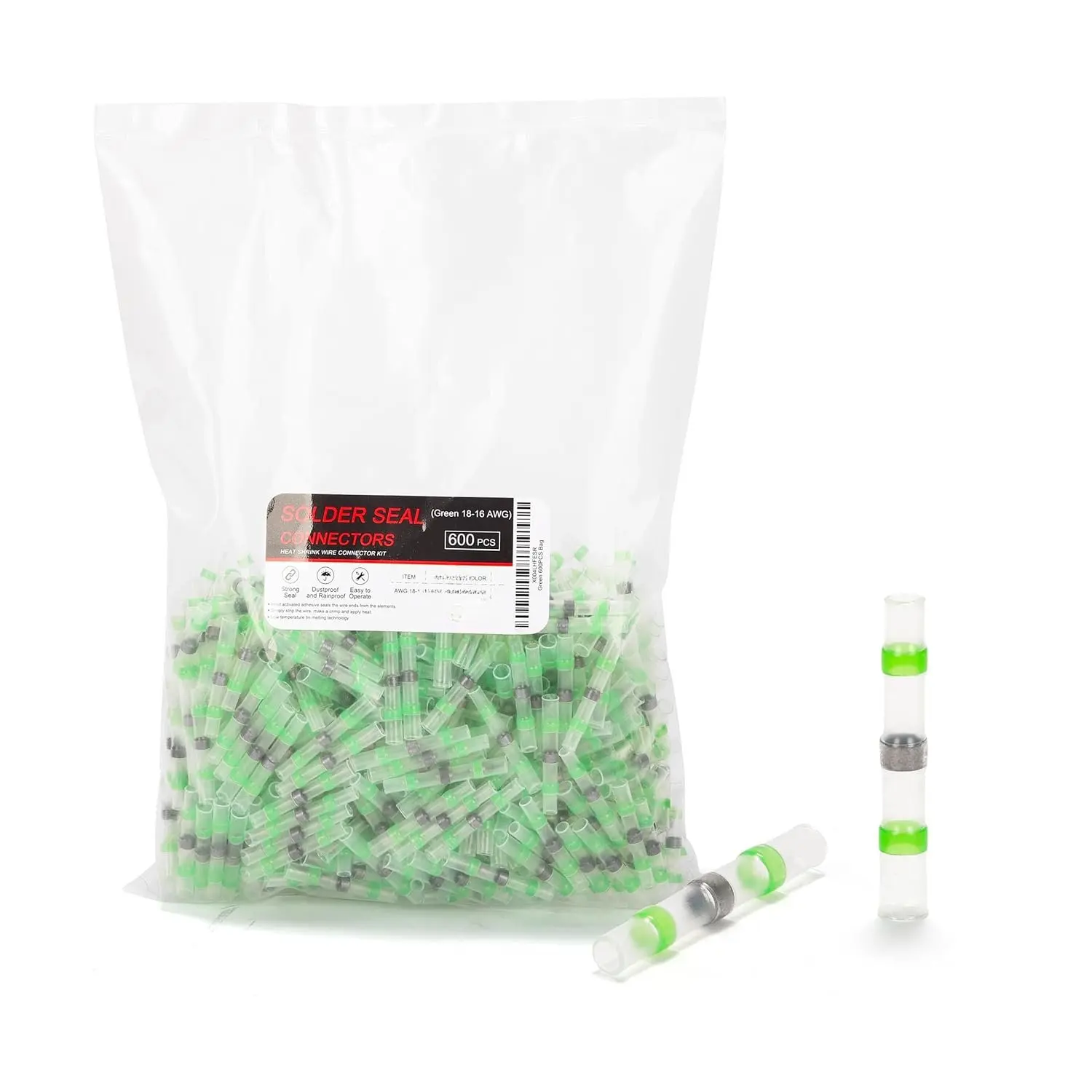 600 count Solder Seal Wire Connectors - Green 18-16 AWG - Heat Shrink Solder  Connectors - Tinned - Automotive Marine Boat Crimp -  and Insulated