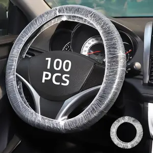 100PCS Disposable Steering Wheel Covers,Disposable Steering Wheel Protector with Elastic, Applicable to Cars, Trucks, Vans (100)