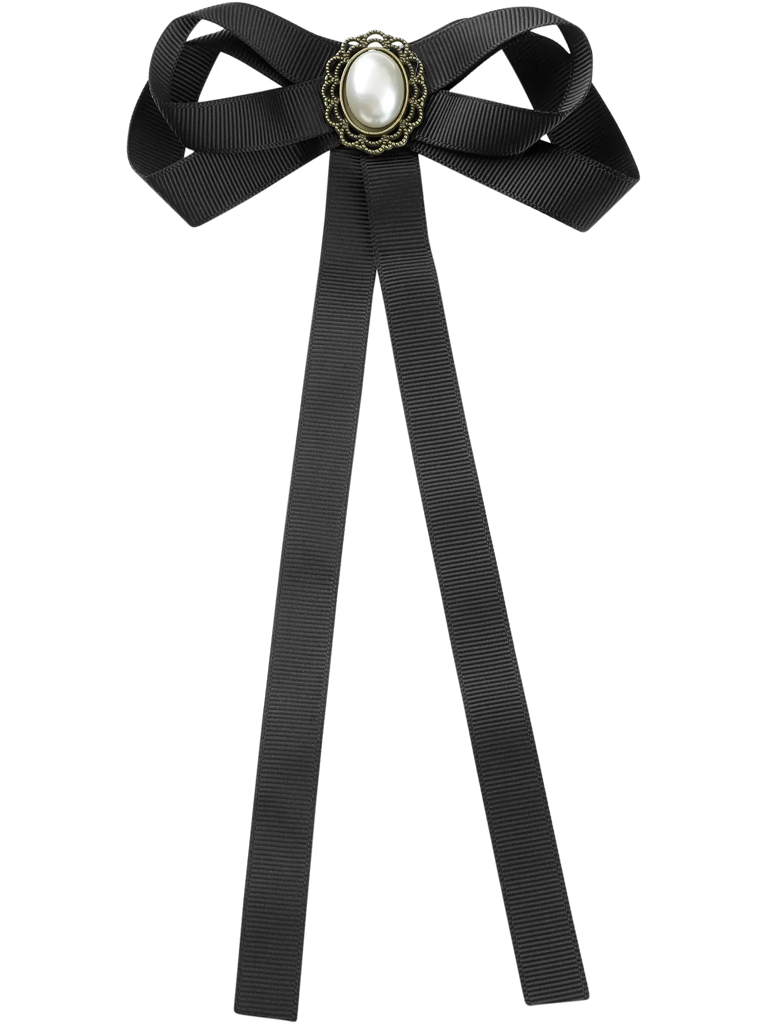 INSPIRE CHIC Women's Pre-Tied Long Ribbon Bowknot Bow Brooch Pin with Faux Pearl for Wedding Party
