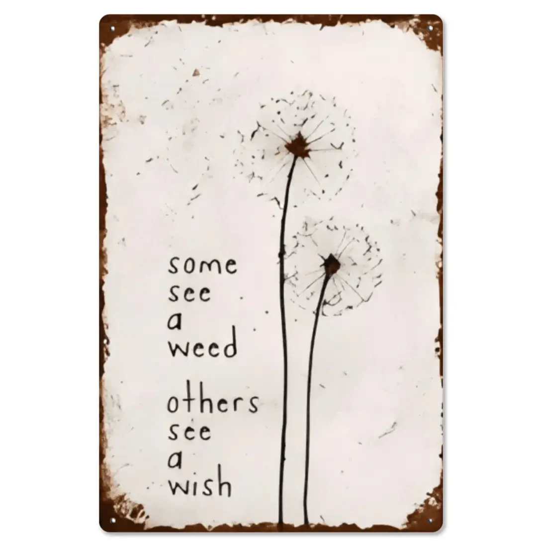 8x12in Retro Tin Industrial Metal Dandelion Wishing Wall Decor Plaque - Home Decor Print Decoration, Living Room Accent Gift, Home Supplies