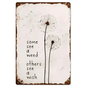 8x12in Industrial Metal Charming Dandelion Wishing Wall Decor Plaque, Home Supplies for Living Room Accents summerwins,summerwins