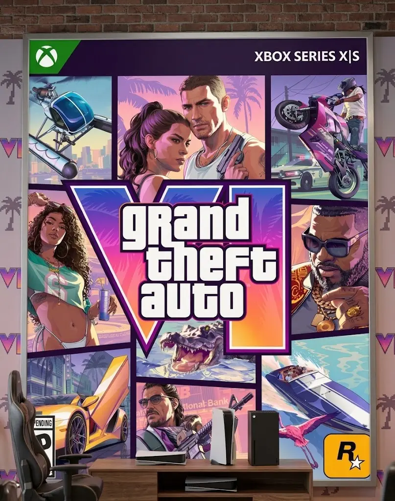 Grand Theft Auto VI (2026) Poster, GTA 6 Wall Art Print, Gaming Room Decor, Video Game Art, No Frame