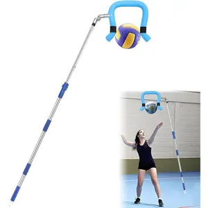 Volleyball Spike Trainer - Retractable Height 64.1-86.6 Inches, Real Ball Feel Hitting Tool for Spiking/Jumping/Serving - Lightweight Non-Slip Durable for  Levels (No Ball)
