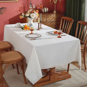 Cotton Polyester Tablecloth, High-End Home Party Festival Decor, Dustproof Tea Table Cloth, 1pc Elegant Table Cover