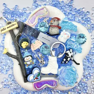 Winter Wonderland- Mixed Craft Embellishment Pack for Journals & DIY Crafts – Metal, Resin, Rhinestones & Artificial Flowers Assortment for Scrapbooking, Resin Art & Decoration