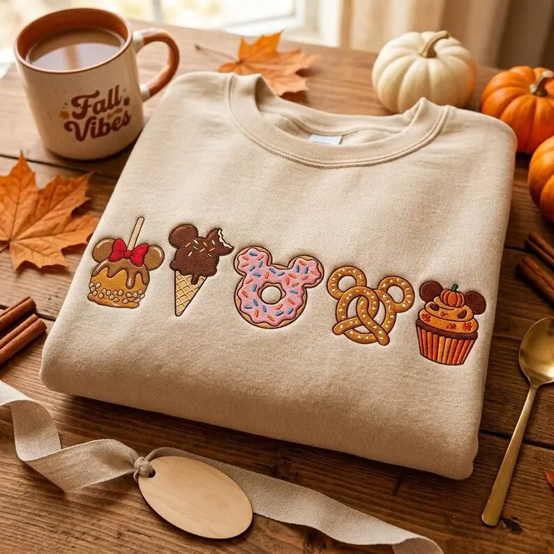 Embroidered Theme Park Treats Sweatshirt