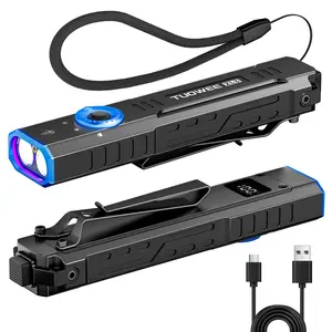 【dericsdeals exclusive】 TUOWEE ZL3 Rechargeable EDC Flashlight 1000 Lumens,Flat Tactical Flashlights with Green Light and U V,Dual-Switches Small Flash Light with Digital Display,Waterproof Light for Home,Outdoor,and Emergency Use