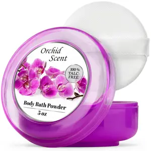 Body Powder for Women with Powder Puff, 100% Talc-Free, Majestic Orchid Scented Dusting Powder, After Bath for Soft Skin, Extra Large 5oz 1 Pack