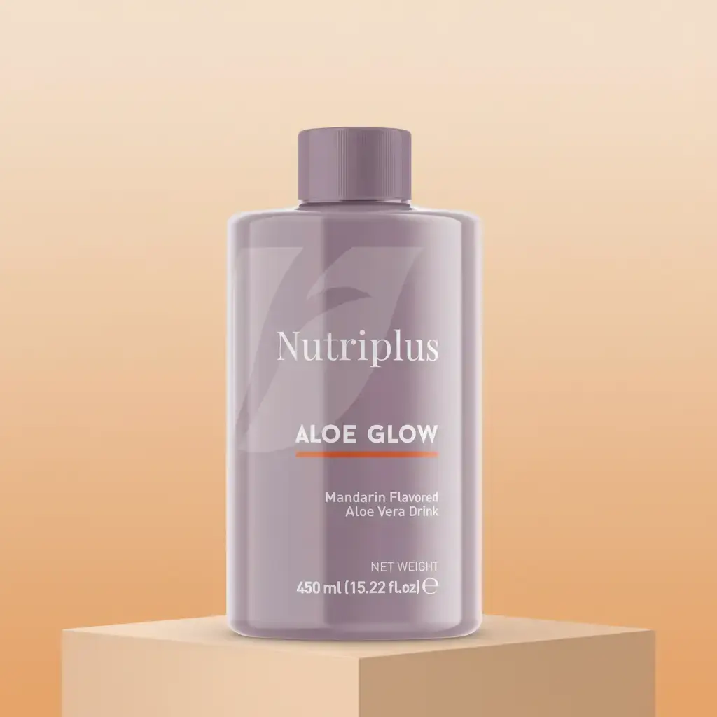 Nutriplus Aloe Glow Mandarin Organic Aloe Vera Drink with Mandarin Flavor for Digestive Wellness & Nutrient Absorption 450ml