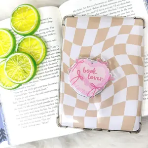 Book Lover Coquette Pink Ribbon Vintage Cake Heart Magnetic MagSafe Kindle Grip, Pop Grip Kindle Accessories Phone Grip, E-reader Grip