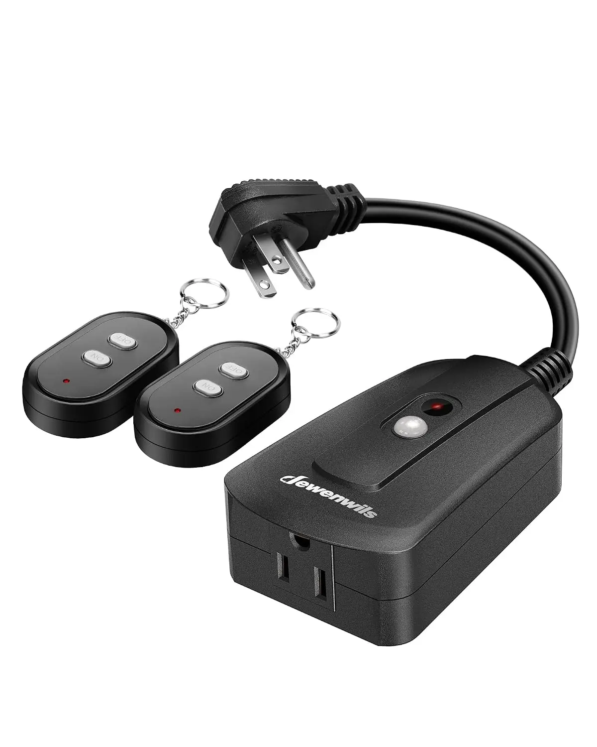 DEWENWILS Weatherproof Remote Control Outlet Cord Switch with 2 Wireless Remotes, 15A Heavy Duty, 100FT Range, No Interference, UL Listed for Home Improvement Electrical Supplies