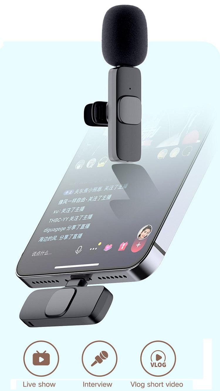 NEW 2.4G Wireless Lavalier Microphone Windproof Audio Video Recording Mic for IPhone/Android Live Broadcast Interview Vlog Mic NEW 2.4G Wireless Lavalier Microphone Windproof Audio Video Recording Mic for IPhone/Android Live Broadcast Interview Vlog Mic