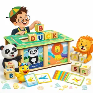 ABC Wooden Building Blocks for Toddlers , 26 PCS Alphabet & Number Stacking Blocks, Educational Learning Toys for Boys Girls Kids Gifts ,Numbers and Animals, Montessori Wooden Blocks for Preschool Toddlers, Toddler Playset