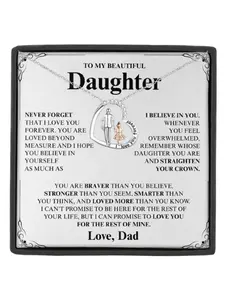 To My Daughter Necklace- Heart Pendant with Love Message Card Christmas Easter Basket Stuffers Graduation Birthday Gift Emotional Present From Dad