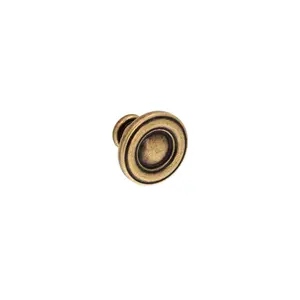 Round Cabinet Knob – Antique Brass with Vintage Patina