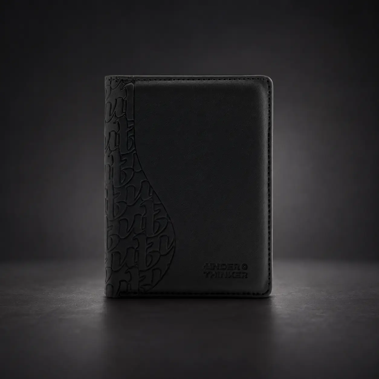 UNDER THINKER Noir RFID Wallet for Men, Vertical Bifold PU Leather Mens Wallet with 9 Card Slots, Clear ID Window, Long Bill Compartment, Slim Everyday Carry, Gift for Him 0818