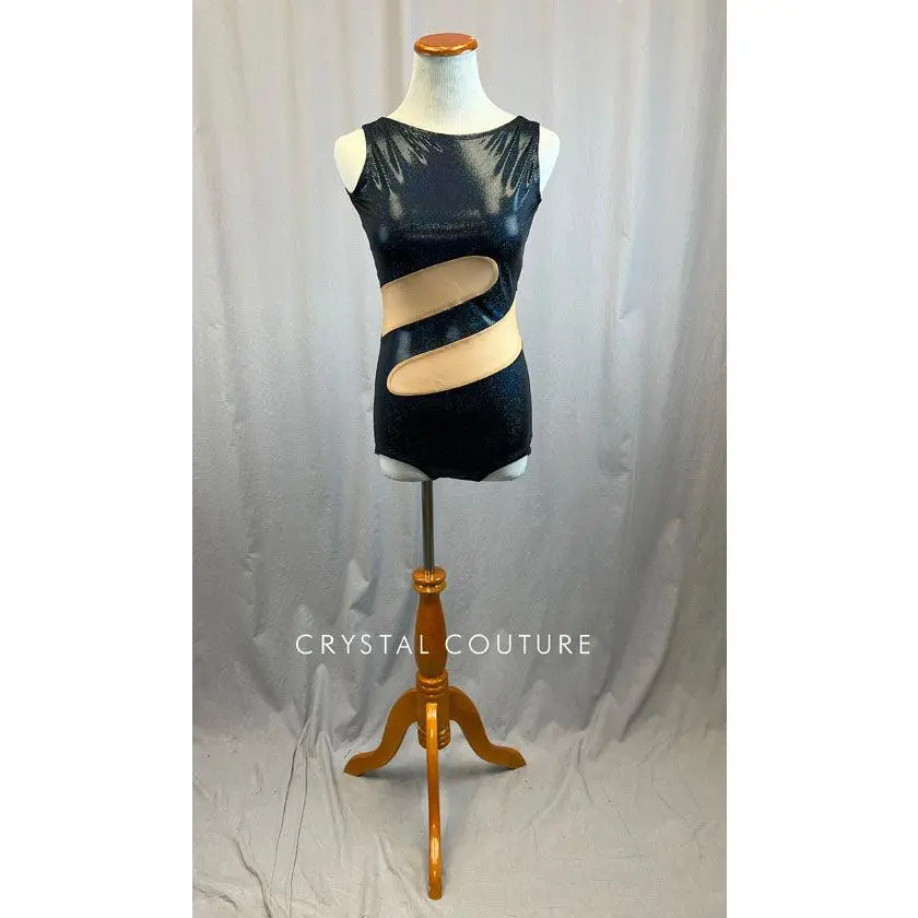 *Brand New* Black Metallic Leotard with Mesh Inserts
