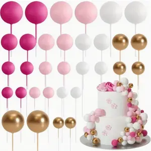 32pcs Cake Topper Set Spherical Decorations for Weddings Birthdays Halloween Christmas Party Supplies