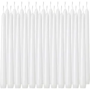 24 Pack Tall White Taper Candles, 10 inch (H) Dripless, Unscented Dinner Candle, Smokeless Taper Candles, Paraffin Wax with Cotton Wicks, 8 Hours Burn Time
