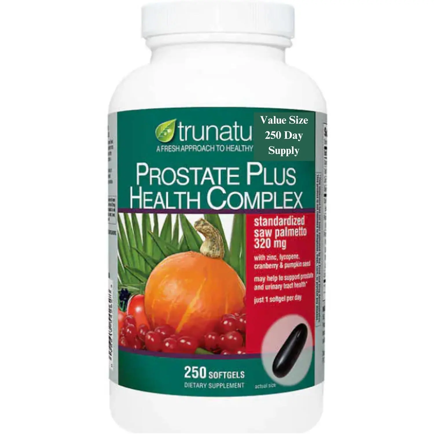 Prostate Plus Health Complex 250 Softgel with Zinc, Lycopene and Pumpkin Seed Compatible with Nature vitamins | trunature improve Prostate function