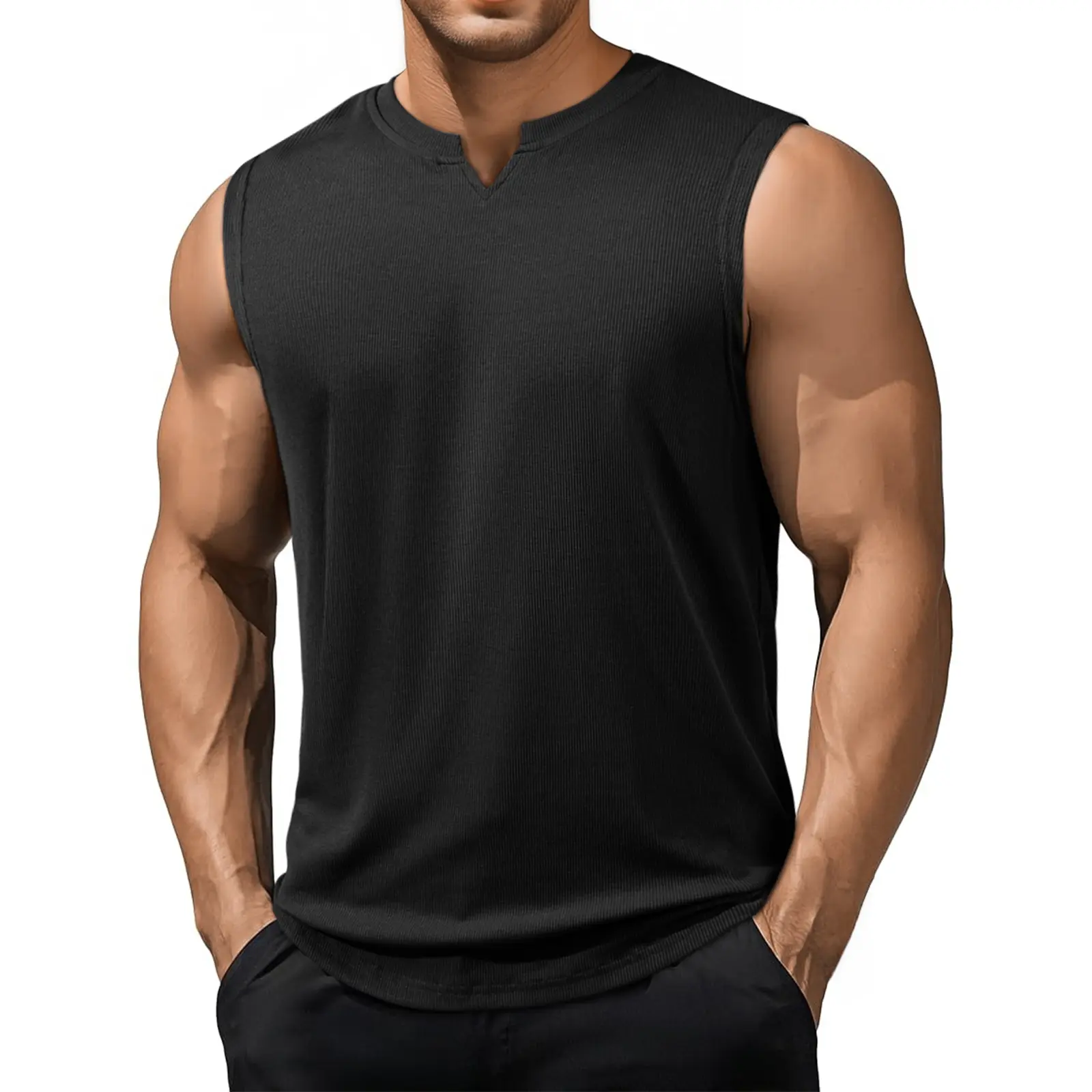 JMIERR Men's Ribbed Tank Tops Knit Sleeveless Summer Sports Clothing Workout Sports Muscle Shirt