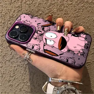 Cartoon Courage The Cowardly Dog Phone Case Compatible with for iphone 16, 15, 14, 13, 12, 11 Pro Max, X, XR, XS Max, 8, 9, And Plus, Featuring a Shockproof Matte Back Cover.