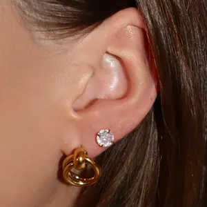 EVRY JEWELS Gold or Silver Plated Women's Hypoallergenic Loren Flat Back Earrings