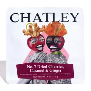 Chatley Tea No. 7: Dried Cherries, Caramel & Ginger, Black Tea, Full Leaf Tea Bags, Plastic Free, Hot or Iced Tea