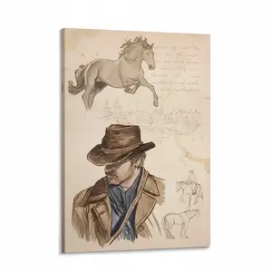 Arthur Morgan Journal-Style Artwork - Red Dead Redemption 2 Vintage Western Cowboy & Wild Horse Decorative Print, RDR2 Fan Art Gift for Gamers, Suitable for Bedroom & Living Room Home Decor